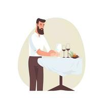 serve waiter flat vector clipart illustration website style profession job isolated collection photo