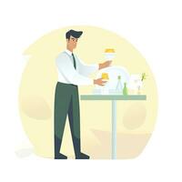 serve waiter flat vector clipart illustration website style profession job isolated collection photo