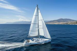 yacht boat sea sailing wind speed navigation freedom relaxation flow romantic photography aerial photo