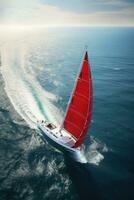 yate barco mar navegación viento velocidad navegación libertad relajación fluir romántico fotografía aéreo foto
