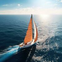 yacht boat sea sailing wind speed navigation freedom relaxation flow romantic photography aerial photo