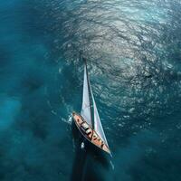 yate barco mar navegación viento velocidad navegación libertad relajación fluir romántico fotografía aéreo foto
