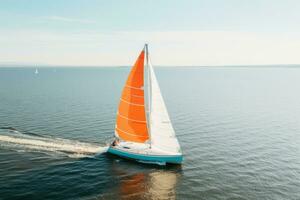 yate barco mar navegación viento velocidad navegación libertad relajación fluir romántico fotografía aéreo foto