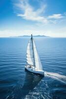 yacht boat sea sailing wind speed navigation freedom relaxation flow romantic photography aerial photo