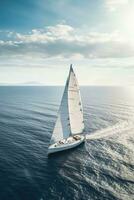 yacht boat sea sailing wind speed navigation freedom relaxation flow romantic photography aerial photo