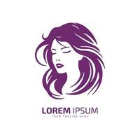 Minimal and abstract logo of lady vector girl icon woman silhouette female isolated template design dark purple girl