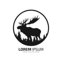 Minimal and abstract logo of moose vector elk icon fur silhouette isolated template design in circle