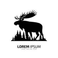 Minimal and abstract logo of moose vector elk icon fur silhouette isolated template design