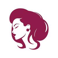 Minimal and abstract logo of lady vector girl icon woman silhouette female isolated template design beautiful and pretty