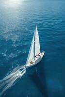 yacht boat sea sailing wind speed navigation freedom relaxation flow romantic photography aerial photo