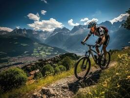 bike ride photo helm Mountains tourism searching speed extreme cycling freedom motion outdoors