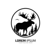 Minimal and abstract logo of moose vector elk icon fur silhouette isolated