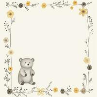 teddy bear gentle scrapbooking pastel border frame pattern weeding child post card print retro photo