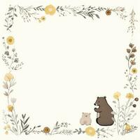 teddy bear gentle scrapbooking pastel border frame pattern weeding child post card print retro photo