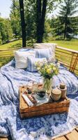 bed in the field relaxation pillow coverlet flowers place dream soft cover photo bedroom air zen