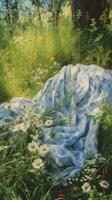 bed in the field relaxation pillow coverlet flowers place dream soft cover photo bedroom air zen