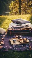 bed in the field relaxation pillow coverlet flowers place dream soft cover photo bedroom air zen