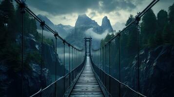 puente montañas niebla temperamental pacífico paisaje libertad escena hermosa naturaleza fondo de pantalla foto