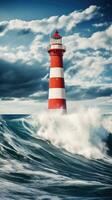 lighthouse storm waves splash peaceful landscape freedom scene beautiful nature wallpaper photo