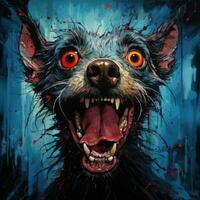 crazy barking dog furious mad portrait expressive illustration artwork oil painted sketch tattoo photo