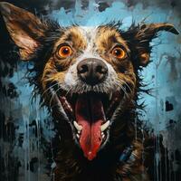 crazy barking dog furious mad portrait expressive illustration artwork oil painted sketch tattoo photo