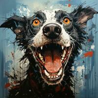 crazy barking dog furious mad portrait expressive illustration artwork oil painted sketch tattoo photo