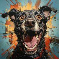 crazy barking dog furious mad portrait expressive illustration artwork oil painted sketch tattoo photo