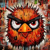 angry bird furious mad portrait expressive illustration artwork oil painted portrait sketch tattoo photo