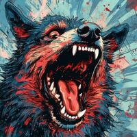 crazy barking dog furious mad portrait expressive illustration artwork oil painted sketch tattoo photo
