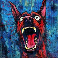 crazy barking dog furious mad portrait expressive illustration artwork oil painted sketch tattoo photo