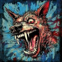 crazy barking dog furious mad portrait expressive illustration artwork oil painted sketch tattoo photo