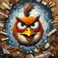 angry bird furious mad portrait expressive illustration artwork oil painted portrait sketch tattoo photo