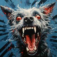 crazy barking dog furious mad portrait expressive illustration artwork oil painted sketch tattoo photo