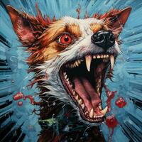 crazy barking dog furious mad portrait expressive illustration artwork oil painted sketch tattoo photo