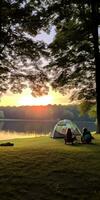 acampar puesta de sol tienda tranquilidad gracia paisaje zen armonía descanso calma unidad armonía fotografía foto