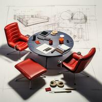 Carlton House table retro futuristic furniture sketch illustration hand drawing reference designer photo