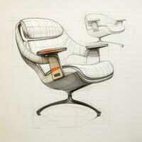 Armchair retro futuristic furniture sketch illustration hand drawing reference designer idea photo