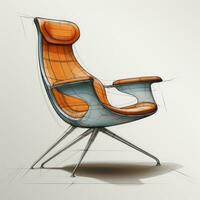 Armchair retro futuristic furniture sketch illustration hand drawing reference designer idea photo