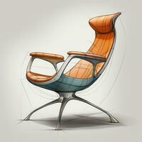 Armchair retro futuristic furniture sketch illustration hand drawing reference designer idea photo