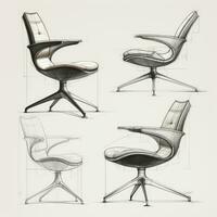 Armchair retro futuristic furniture sketch illustration hand drawing reference designer idea photo