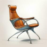 Armchair retro futuristic furniture sketch illustration hand drawing reference designer idea photo