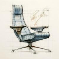 Armchair retro futuristic furniture sketch illustration hand drawing reference designer idea photo