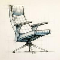 Armchair retro futuristic furniture sketch illustration hand drawing reference designer idea photo