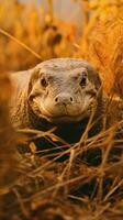 Komodo dragon hidden predator photography grass national geographic style documentary wallpaper photo