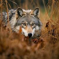 wolf hidden predator photography grass national geographic style 35mm documentary wallpaper photo