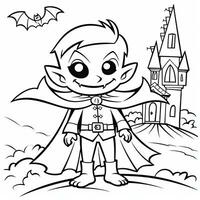 Dracula vampire simple children coloring page Halloween cute white background book isolated bold photo