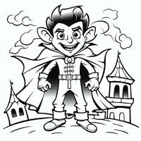 Dracula vampire simple children coloring page Halloween cute white background book isolated bold photo