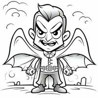 Dracula vampire simple children coloring page Halloween cute white background book isolated bold photo