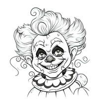 clown simple children coloring page Halloween cute white background book isolated bold scary photo