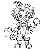 clown simple children coloring page Halloween cute white background book isolated bold scary photo